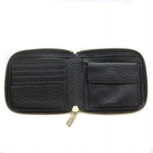 BALMAIN 二つ折り財布 ラウンドファスナー レザー スタッズ 黒 ブラック