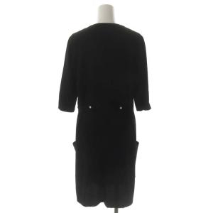 agnes b. プレッション ロングカーディガン ワンピース ひざ丈 七分袖 36 黒 ブラック