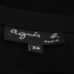 agnes b. プレッション ロングカーディガン ワンピース ひざ丈 七分袖 36 黒 ブラック