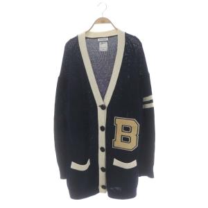 ワッペン装飾チルデンカーディガン ニット ロング 長袖 Vネック オーバーサイズ 00 ネイビー