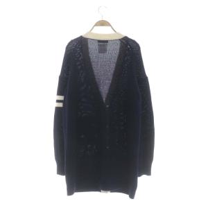 MADISONBLUE ワッペン装飾チルデンカーディガン ニット ロング 長袖 Vネック オーバーサイズ 00 ネイビー