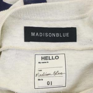 MADISONBLUE ネップ加工 ナンバリング フットボールワンピース ロング 長袖 01 白 ライトグレー ホワイト