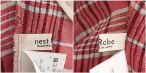 nest Robe 23SS リネンファニーチェック ワイドパンツ イージー F ピンク 白 黒