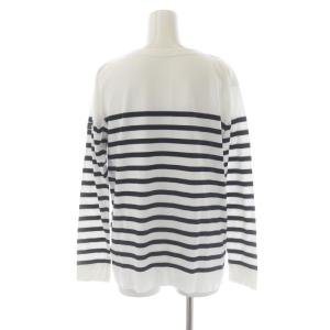 Drawer 18G コットンボーダーカットソー Tシャツ 長袖 ボートネック 1 白 黒 ホワイト ブラック