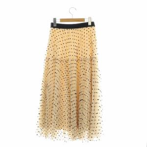 Diagram GRACE CONTINENTAL 22AWフロッキードット スカート プリーツ ロング チュール 36 ベージュ ブラック