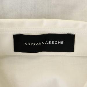 KRISVANASSCHE クロコダイル柄 長袖シャツ ボタンダウン ラメ 44 白 黒 ホワイト ブラック