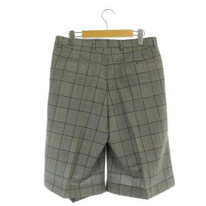KRISVANASSCHE チェック  センタープレス ハーフパンツ 裾カットデザイン ジッパーフライ ウール混 46 グレー 黒 白