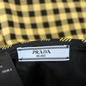 PRADA チェック スカート ミニ 台形 40 黄色 イエロー 黒 ブラック