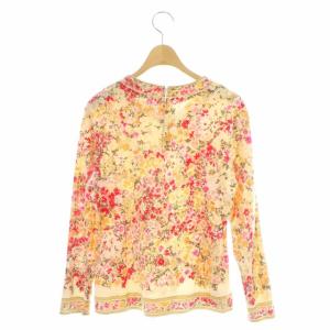 LEONARD カットソー 長袖 フラワープリント 花柄 M ピンク ベージュ