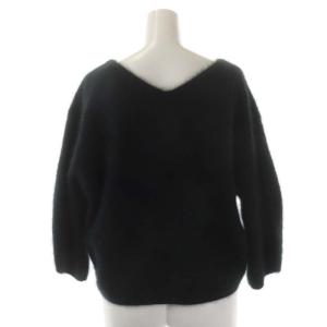 TOMORROWLAND フラッフィーヤーンショートプルオーバー ニット セーター 七分袖 八分袖 Vネック 起毛 S 黒 ブラック