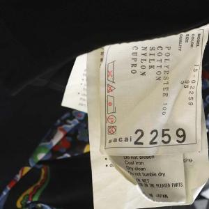 sacai 総柄プリーツカットソー ノースリーブ 切替 3 黒 ブラック マルチカラー