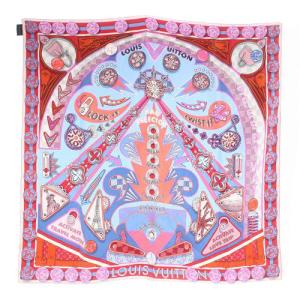 スカーフ 総柄 ロゴ 赤 レッド 水色 ブルー M70786