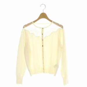 CELFORD レース刺繍ニットカーディガン 長袖 36 白 ホワイト