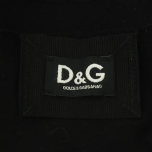 D&G ロングカーディガン ニット 長袖 薄手 Vネック ウール リボンベルト付き XS 黒 ブラック