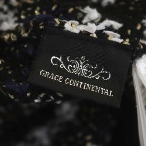 GRACE CONTINENTAL 22SS ツイーディーVニットカーディガン クロップド 長袖 36 黒 白 ゴールド色
