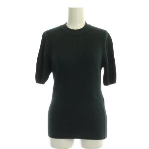 SIDE BUTTON POクルーネック半袖ニット セーター リブ ウール S 緑 グリーン