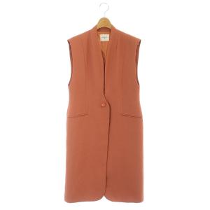 WAVE COLLAR ANGULAR VEST ベスト ロング 前開き M オレンジ