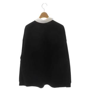 CLANE DEEP NECK WIDE RUGBY SHIRT プルオーバー カットソー 長袖 ワイド 1 黒 ブラック 白 ホワイト
