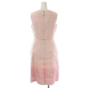 TOCCA 刺繍デザインワンピース ロング ミモレ丈 ノースリーブ ビーズリボンベルト付き 0 ピンク