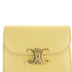 CELINE トリオンフミニ 三つ折り財布 レザー イエロー