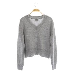UNITED ARROWS グリッターラメ Vネック ニット セーター 長袖 グレー