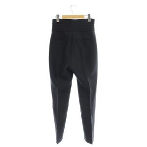 ESTNATION テーパードクロップドパンツ タック シルク混 38 黒 ブラック