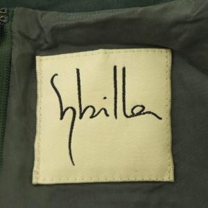 SYBILLA シルク ノースリーブ バルーンワンピース ミモレ ロング フレア M 緑 グリーン