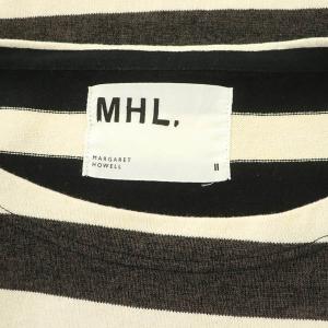 MARGARET HOWELL 半袖ボーダーカットソー ボートネック コットン 2 黒 ブラック アイボリー