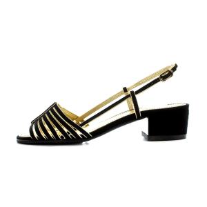 CHANEL サンダル スエード 36 ブラック ゴールド色