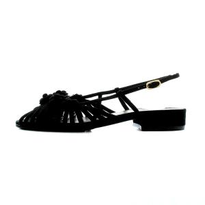 CHANEL サンダル カメリア スエード 23.5cm ブラック