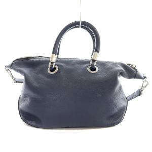 MARC by MARC JACOBS 2WAYバッグ ハンドバッグ ショルダーバッグ レザー ロゴプレート 青 ブルー