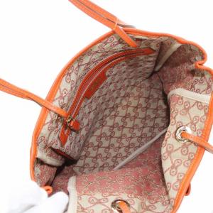 ANYA HINDMARCH モノグラム ジャガード ハンドバッグ トートバッグ キャンバス レザー 総柄 ベージュ オレンジ