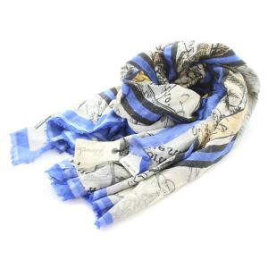 シルク ストール 青 ブルー ライトグレー