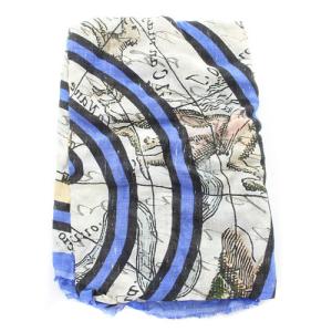 Faliero Sarti シルク ストール 青 ブルー ライトグレー