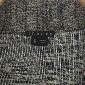 Theory ウールガウン ニット 長袖 ロング 総柄 S ライトグレー 黒 ブラック