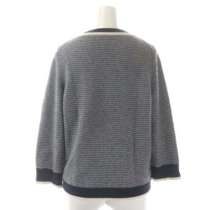 CHANEL カーディガン カシミヤ ボーダー 42 ネイビー