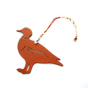 プティアッシュ 鴨 バッグチャーム レザー ブラウン 水色 OH