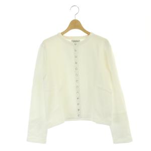 アニエスベー カーディガン プレッション ニット 長袖 裏起毛 スナップボタン コットン 1 白 ホワイト