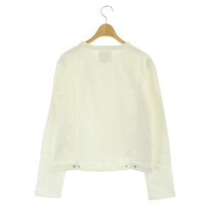 agnes b. アニエスベー カーディガン プレッション ニット 長袖 裏起毛 スナップボタン コットン 1 白 ホワイト