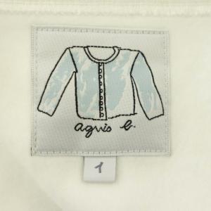 agnes b. アニエスベー カーディガン プレッション ニット 長袖 裏起毛 スナップボタン コットン 1 白 ホワイト