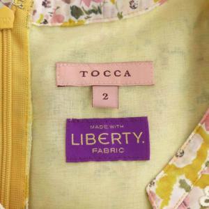 TOCCA 22SS 洗える COTTZGE BORDER ドレス ワンピース ひざ丈 半袖 花柄 2 黄色 イエロー
