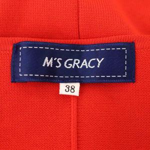M'S GRACY 22SS ウェストリボンニットワンピース ロング ミモレ丈 五分袖 38 赤 レッド