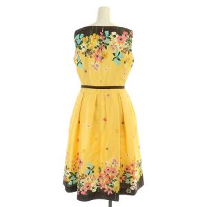 M'S GRACY 22SS カラフルフラワープリントドレス ワンピース ノースリーブ ひざ丈 花柄 38 黄色 イエロー