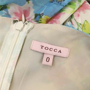 TOCCA 花柄フリルワンピース 膝丈 ノースリーブ 0 アイボリー 水色 ピンク 黄色