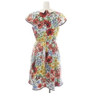 Lois CRAYON 襟付き 花柄 ワンピース 膝丈 半袖 M マルチカラー