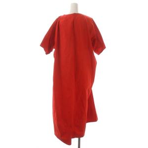 Drawer ツイストロングワンピース マキシ丈 七分袖 ウエストデザイン 36 赤 レッド