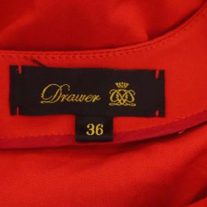 Drawer ツイストロングワンピース マキシ丈 七分袖 ウエストデザイン 36 赤 レッド