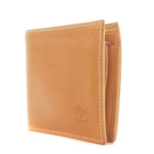 IL BISONTE 二つ折り財布 オープン レザー ロゴ型押し ナチュラル SBW007