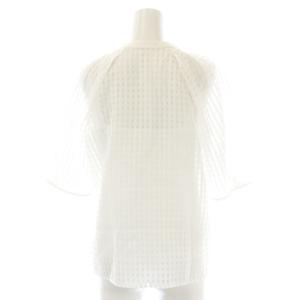 Diagram GRACE CONTINENTAL 23SS コード刺繍ブラウス シャツ 前開き 五分袖 バルーンスリーブ チェック柄 オーガンジー インナー付き 36 白 ホワイト