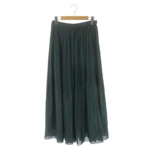 23SS ワッシャーサテンプリーツスカート マキシ ロング 36 緑 グリーン